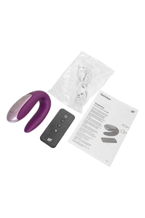 Вибратор для двоих Satisfyer Double Fun (приложение+пульт ДУ), фиолетовый